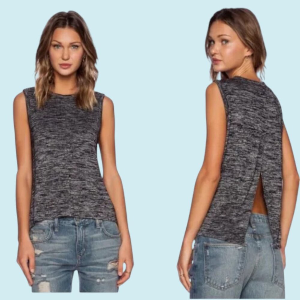 Rag & Bone Tank Top Women's Small Marled Gray Nicole Sleeveless Split Back